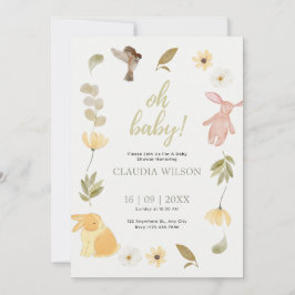 Invitación Baby Shower de color verde crema