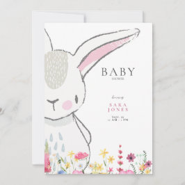 Invitación Baby Shower de color Wildflowers Rabbit