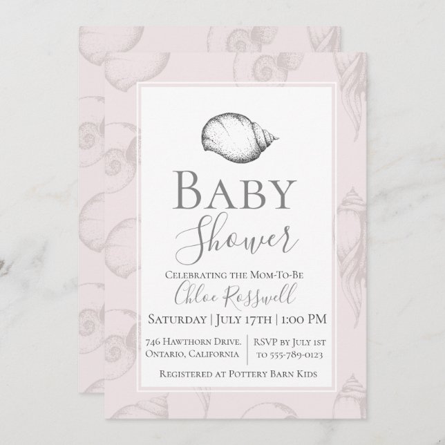 Invitación Baby Shower de concha blanda (Anverso / Reverso)