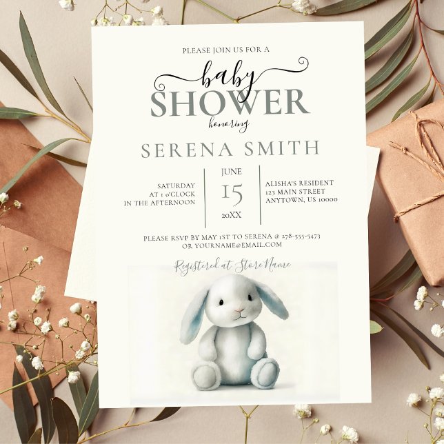 Invitación Baby Shower de conejito acolchado (Subido por el creador)