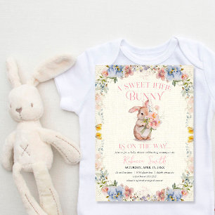 Invitación Baby Shower de conejito dulce floral