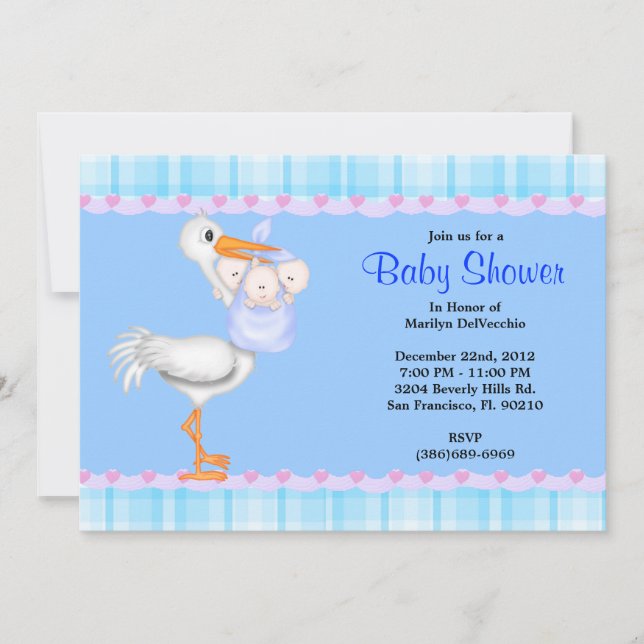 Invitación Baby Shower de conejo conejo azul dulce y dulce (Anverso)