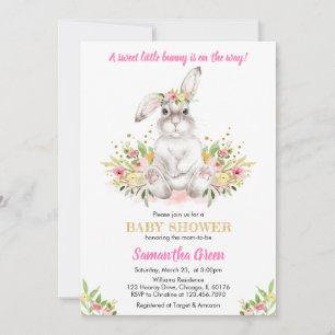 Invitación Baby Shower de conejo floral