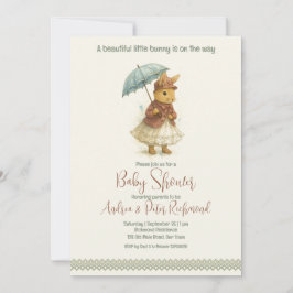 Invitación Baby Shower de conejo pequeño para Chica