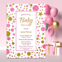 Invitación Baby Shower de confetti de oro rosado
