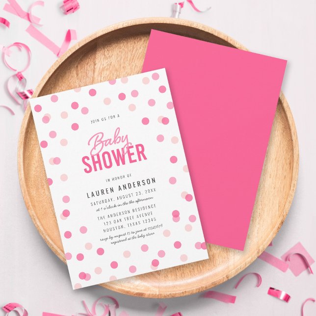 Invitación Baby Shower de confetti rosa (Subido por el creador)