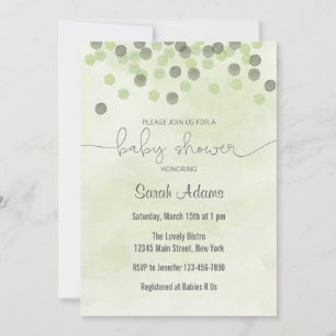 Invitación Baby Shower de Confetti verde claro