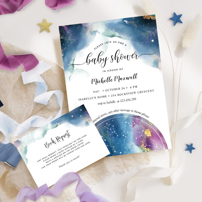 Invitación Baby Shower de constelaciones celestes y estrellas (Subido por el creador)