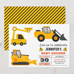 Invitación Baby Shower de construcción de bulldozer