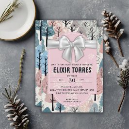 Invitación Baby Shower de copas de nieve del bosque de invier