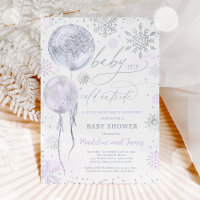 Baby Shower de copo de nieve morado y plateado en