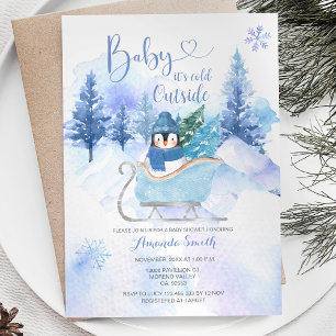 Invitación Baby Shower de copo de nieve para el ANIMAL ÁRTICO