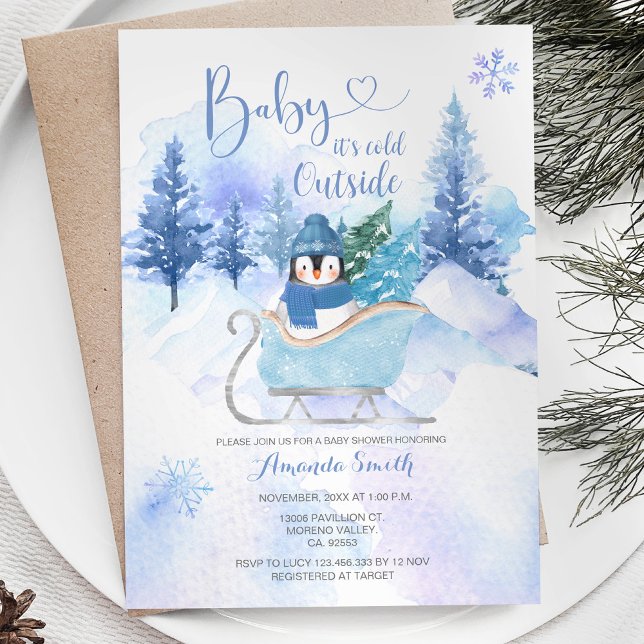 Invitación Baby Shower de copo de nieve para el ANIMAL ÁRTICO (Subido por el creador)