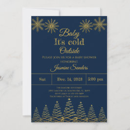 Invitación Baby Shower de copos de nieve de invierno y marina