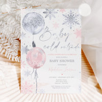 Baby Shower de copos de nieve de plata rosa invern