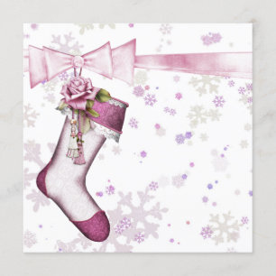 Invitación Baby Shower de copos de nieve rosa blanco para inv