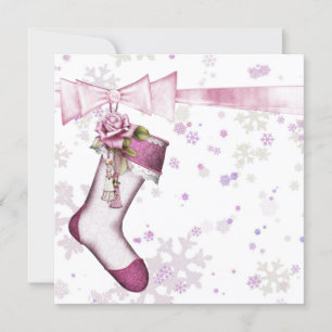 Invitación Baby Shower de copos de nieve rosados en invierno 