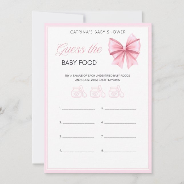 Invitación Baby Shower de Coquette Bow rosa - Nombre editable (Anverso)