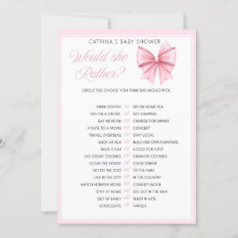 Invitación Baby Shower de Coquette Bow rosa - Nombre editable