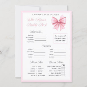 Invitación Baby Shower de Coquette Bow rosa - Nombre editable