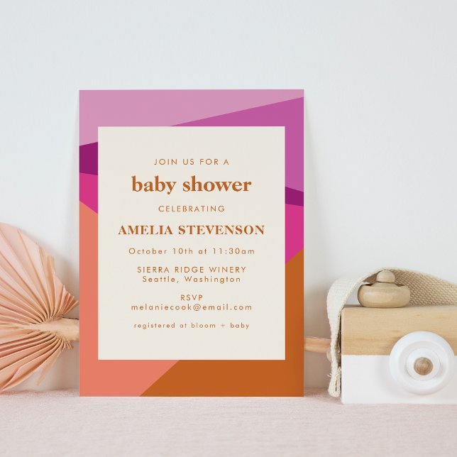Invitación Baby Shower de coral de óxido geométrico moderno (Subido por el creador)