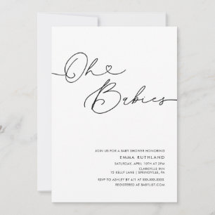 Invitación Baby Shower de corazón Minimalista escrito a mano