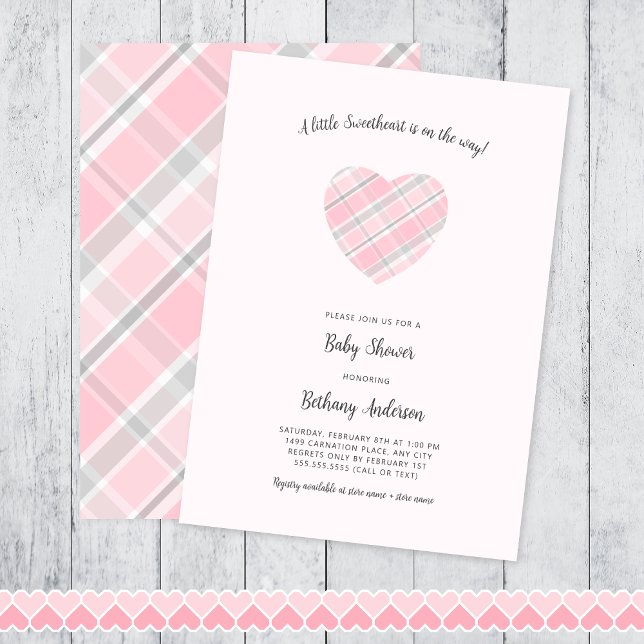 Invitación Baby Shower de corazón rosado (Subido por el creador)