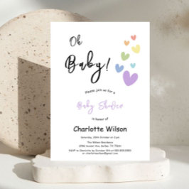 Invitación Baby Shower de Corazones Lindos y Coloridos