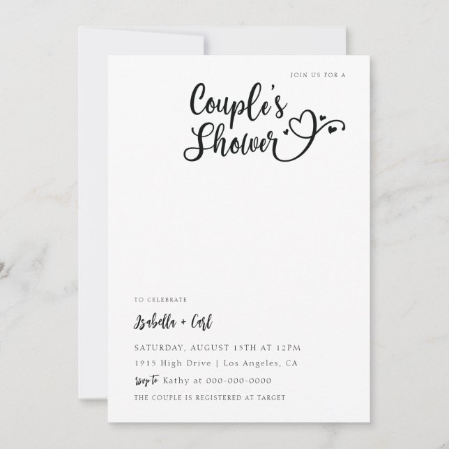 Invitación Baby Shower de Corazones para Pareja (Anverso)