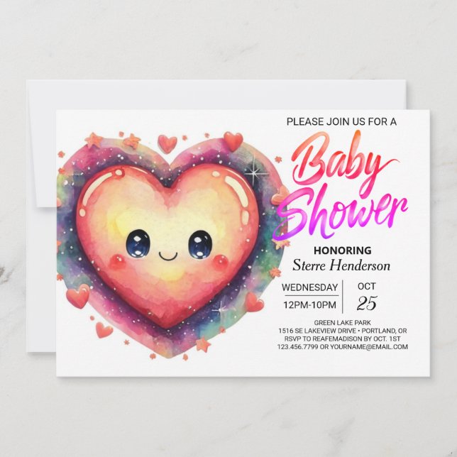 Invitación Baby Shower de corazones rosados muy queridos (Anverso)