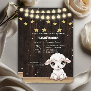 Invitación Baby Shower de cordero blanco ruso