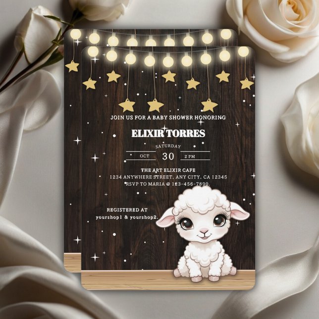 Invitación Baby Shower de cordero blanco ruso (Subido por el creador)