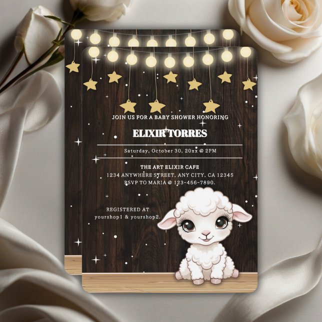 Invitación Baby Shower de cordero blanco ruso (Subido por el creador)