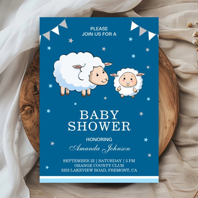 Invitación Baby Shower de cordero de oveja dulce suave (Subido por el creador)