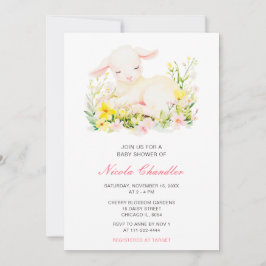 Invitación Baby Shower de cordero de primavera