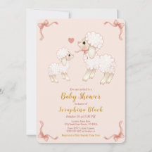 Invitación Baby Shower de cordero rosa dulce Girly