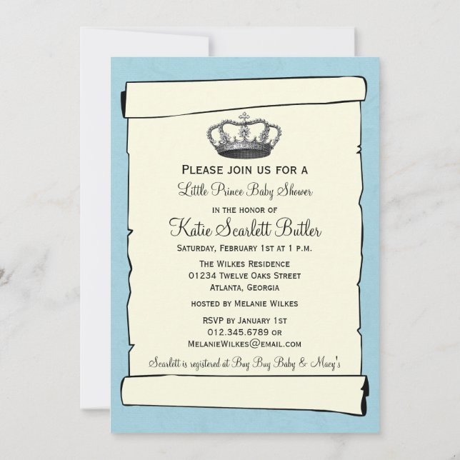 Invitación Baby Shower de cosecha de oro azul (Reverso)