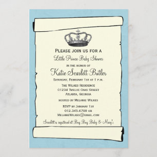 Invitación Baby Shower de cosecha de oro azul