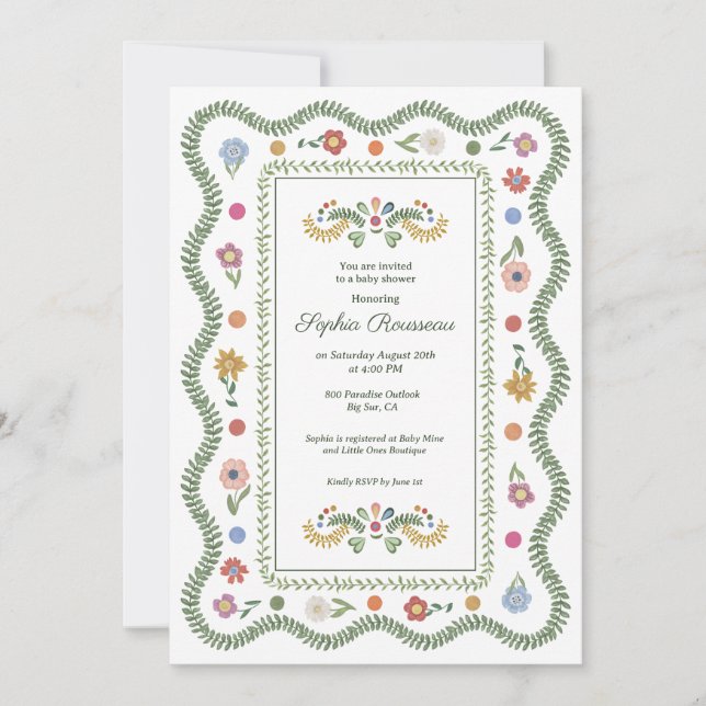 Invitación Baby Shower de Cottagecore (Anverso)