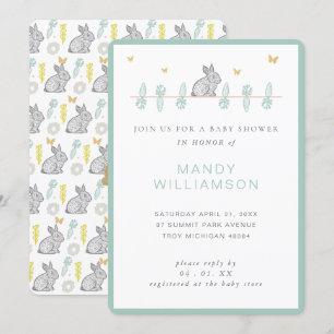 Invitación Baby Shower de Country Bunny Rabbit Eas