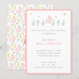 Invitación Baby Shower de Country Bunny Rabbit Eas