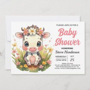 Invitación Baby Shower de Cow Elegante del País