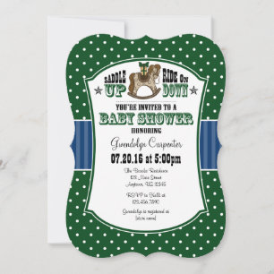 Invitación Baby Shower de Cowboy azul verde oscuro