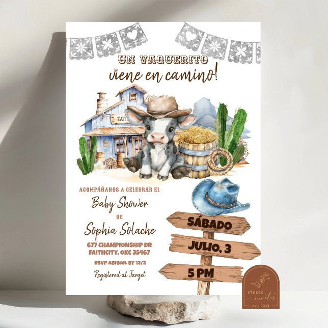 Invitación Baby Shower de Cowboy silvestre español mexicano (Subido por el creador)