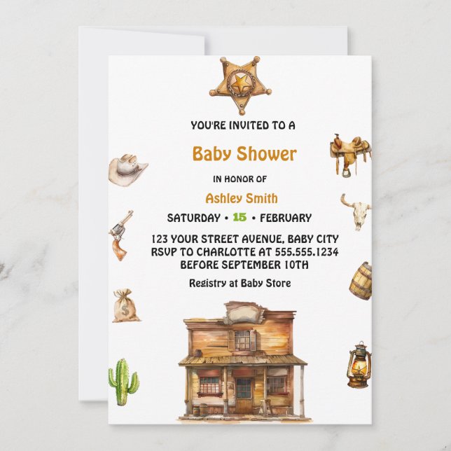 Invitación Baby Shower de Cowboy Western Rodeo (Anverso)