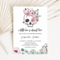 Baby Shower de cráneo floral gótico rosado