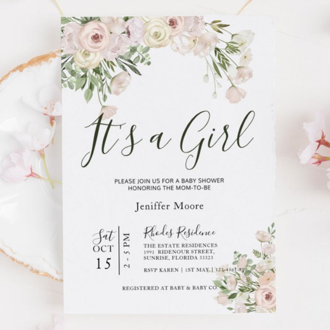 Invitación Baby Shower de cream Rosa (Subido por el creador)