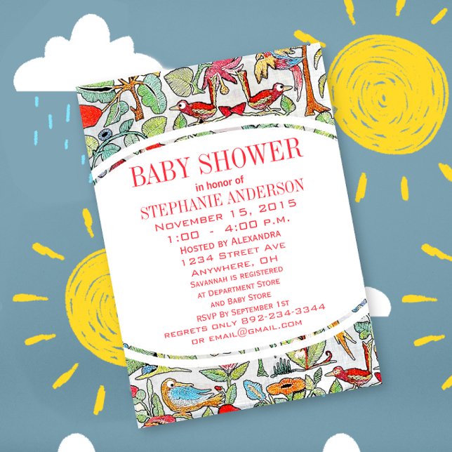 Invitación Baby Shower de criaturas de bosques neutrales de g (Subido por el creador)