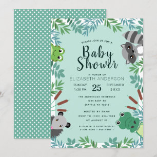 Invitación Baby Shower de criaturas de pantano de corte
