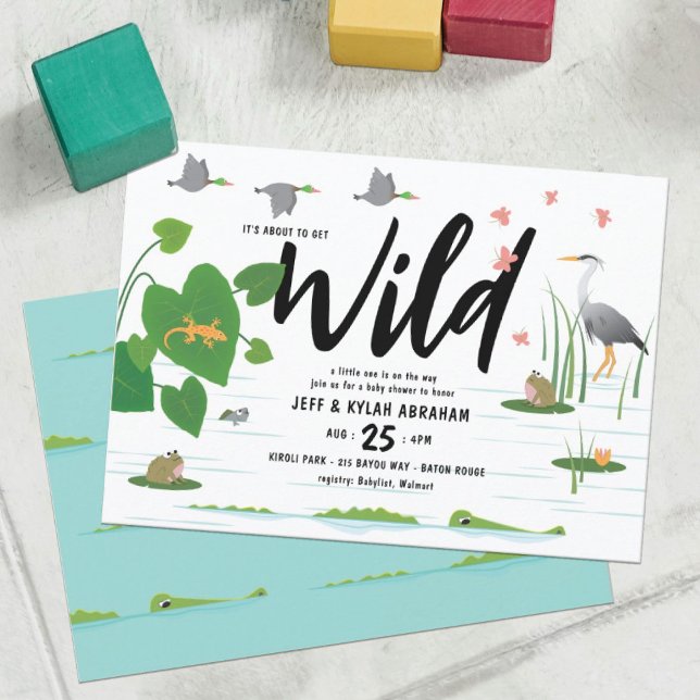 Invitación Baby Shower de criaturas de pantano salvaje (Subido por el creador)